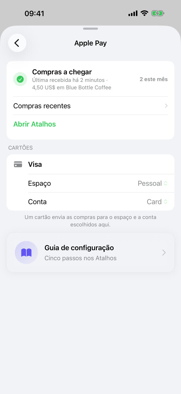 Ecrã Definições › Apple Pay do Money Talks com duas compras registadas